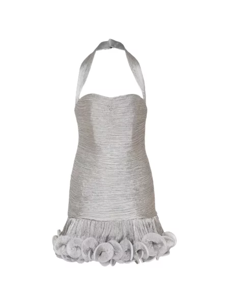 Rochie mini Stolen Stores cu volane cu gât halter gri
