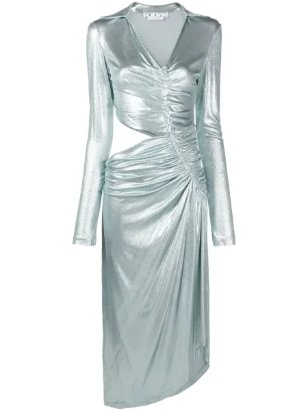 Rochie midi Off-white drapată până la genunchi de costum alb