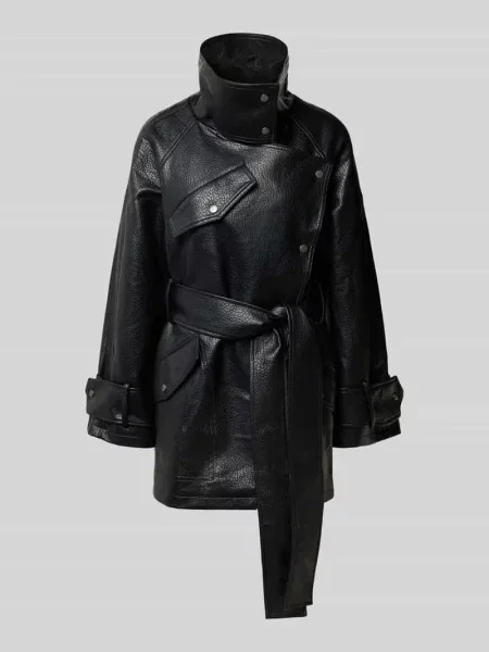 Kurtka z skóropodobny model SILLE' Topshop czarna
