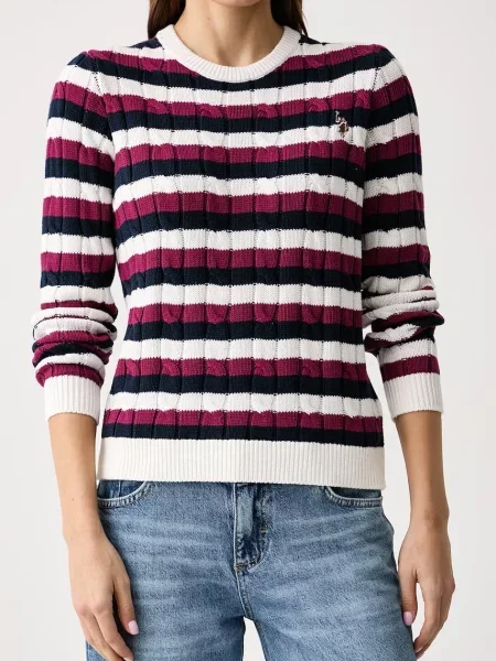 U.S. Polo Assn. светр Stripe Crew Neck Cable