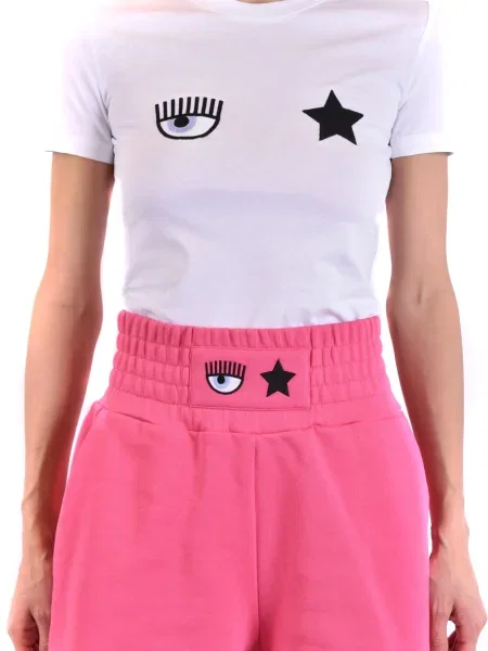 Koszulka Chiara Ferragni z nadrukiem z krótkim rękawem biała