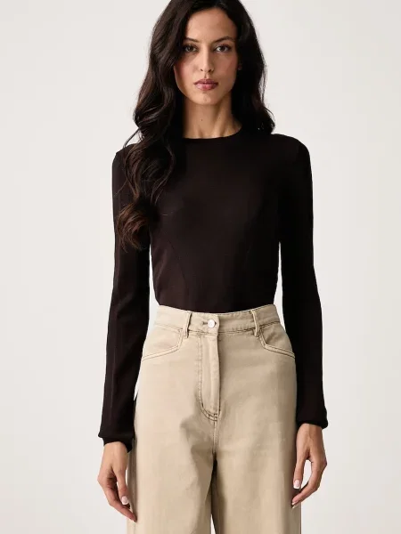 Armani Exchange pulover pentru femei cu vâscoză maro
