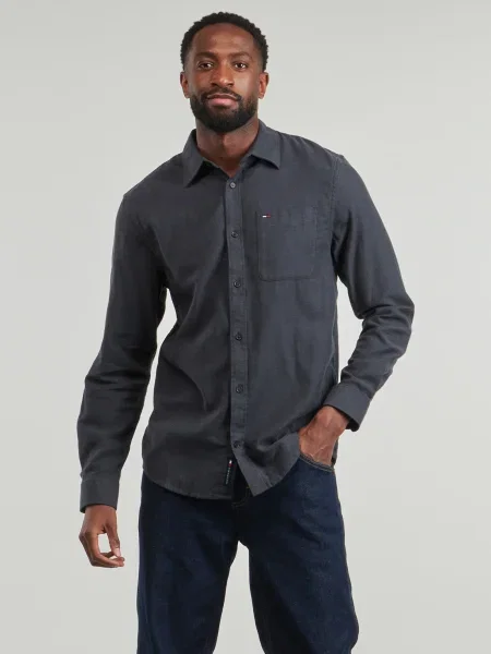 Cămașă Tommy Jeans de flanelă gri