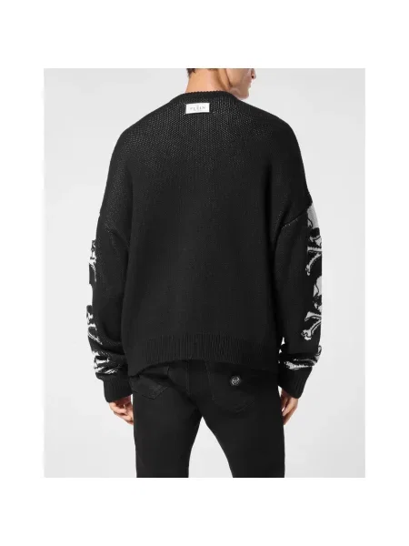 Sweter Philipp Plein z okrągłym dekoltem czarny