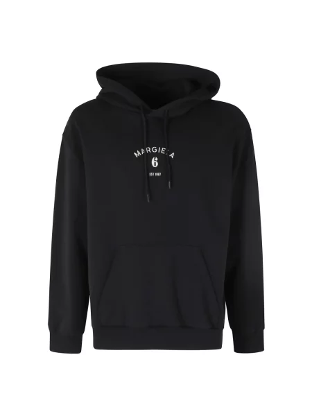 Bluza z kapturem Mm6 Maison Margiela z kapturem z nadrukiem czarna