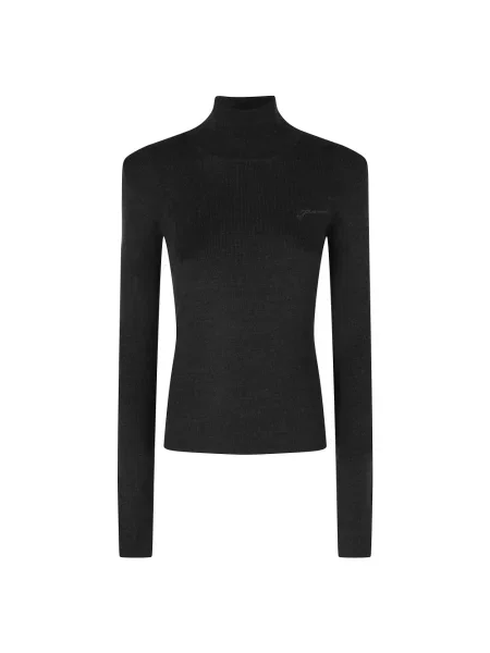 Sweter z golfem Ganni wełniany czarny
