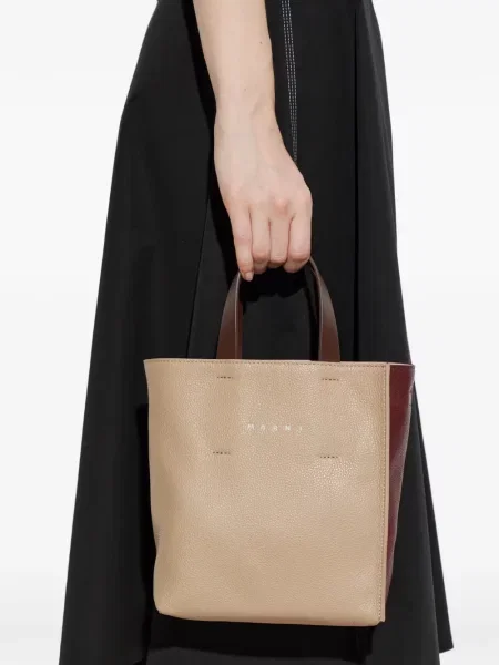 Geantă shopper Marni din piele cu imagine