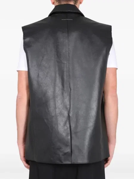 Кожаный кожена жилетка Mm6 Maison Margiela черно