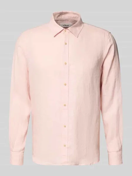 Koszula casualowa o kroju regular fit z czystego lnu S.oliver Red Label różowa