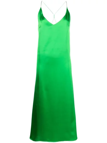 Rochie midi Blanca Vita din satin până la genunchi de costum verde