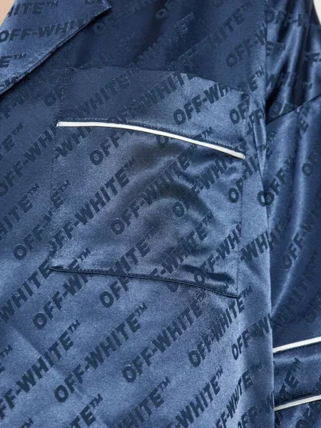 Cămașă Off-white din satin cu imagine alb