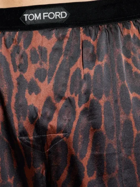 Pantaloni Tom Ford cu imagine cu model leopard maro
