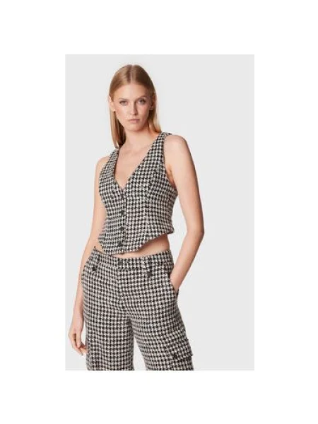 ROTATE Vestă elegantă Sparkly Houndstooth alb