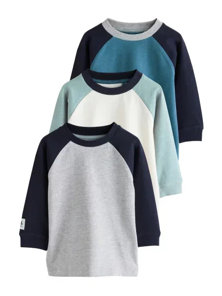 Next Tricou albastru / gri deschis / verde mentă alb