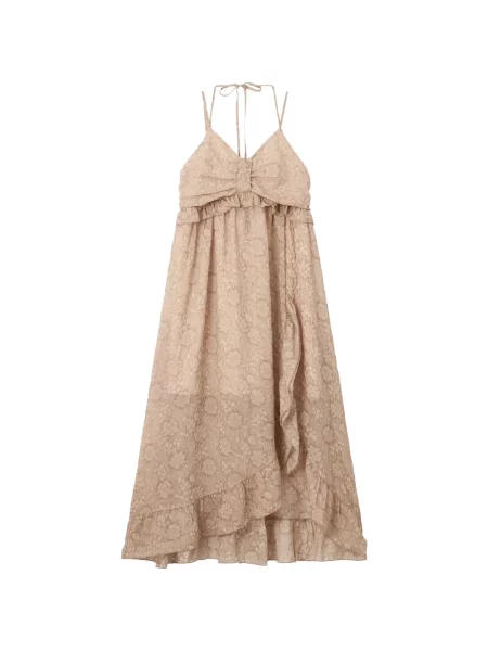 Rochie midi B+ab cu model floral cu volane din jacard