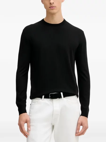 Pulover Benetton cu decolteu rotund negru