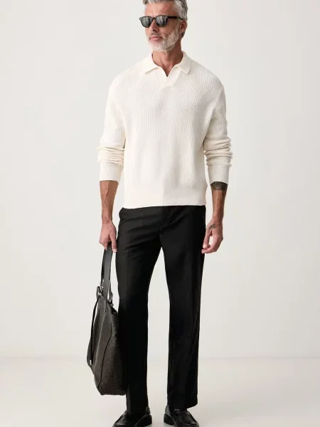 Tommy Hilfiger Pulover Fisherman Kremna bež