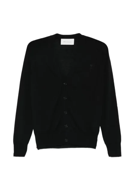 Kardigan Ami Paris z dekoltem w serek czarny