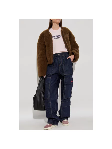 Kurtka Dsquared2 polarowa z logo brązowa