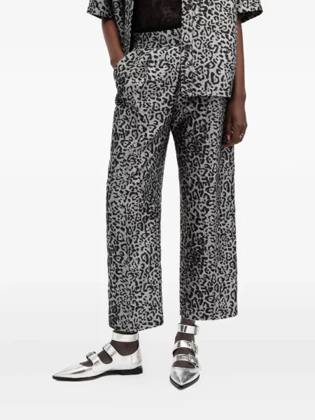 Pantaloni Allsaints cu imagine cu model leopard gri