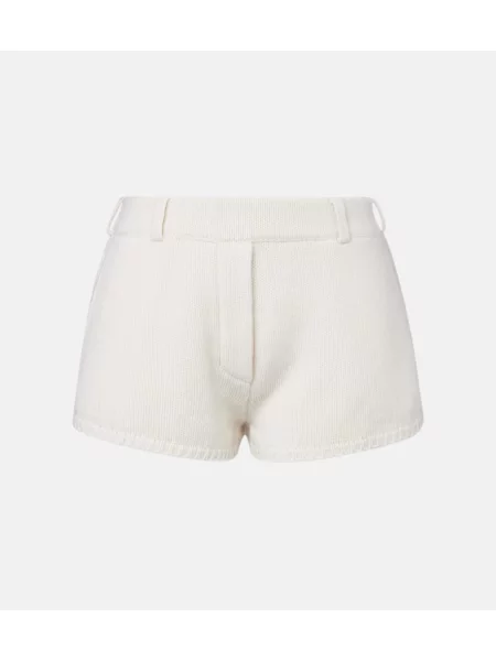 Pantaloni scurți Lisa Yang cu talie joasă din cașmir alb