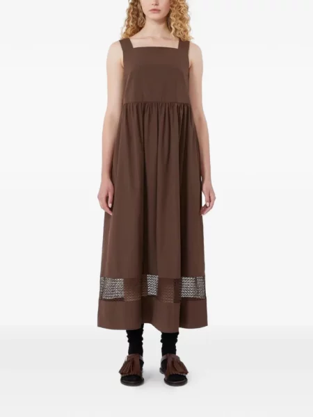 Костюм миди рокля Weekend Max Mara с дантела до коляното кафяво