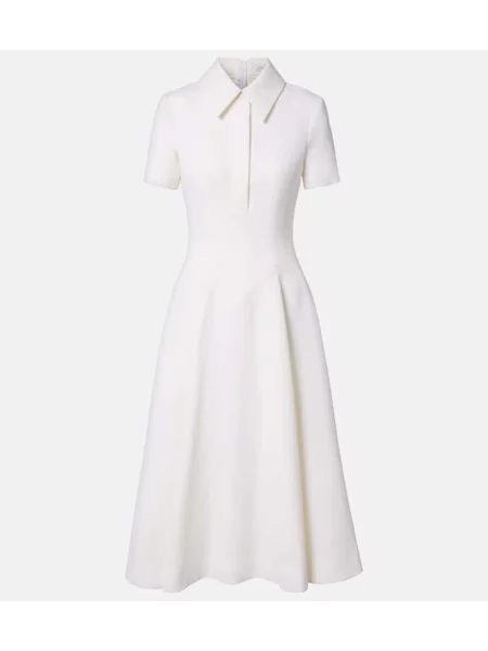 Vunena plisirana midi haljina Emilia Wickstead iznad koljena bijela