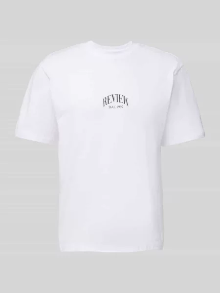 T-shirt z nadrukiem z logo Review biała