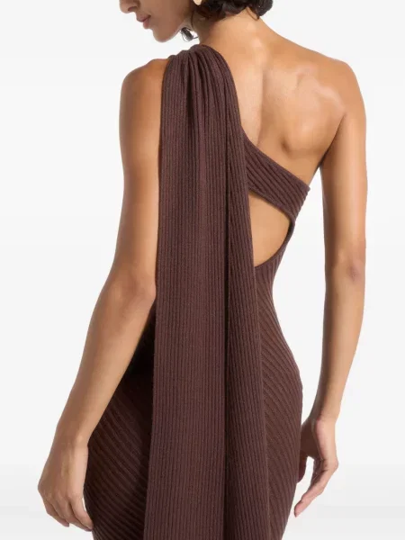 Rochie maxi Manière De Voir tricotate de costum maro