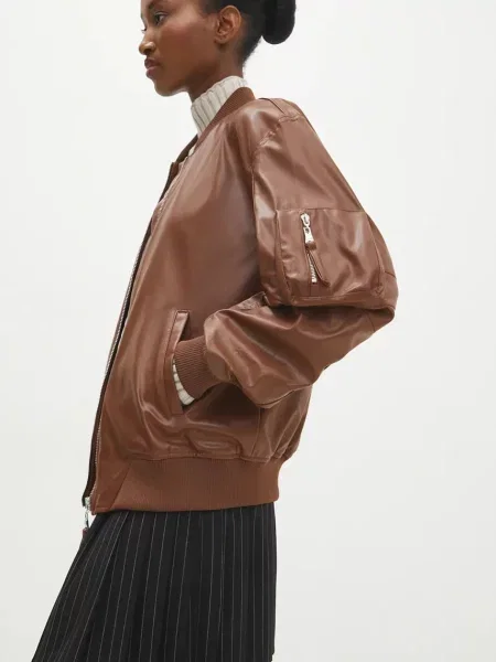 Яке Answear Lab преходен модел кафяво