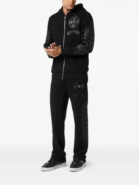 Hanorac cu glugă Philipp Plein din piele negru