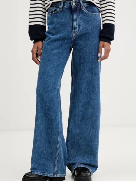 Tommy Jeans blugi wide leg pentru femei albastru