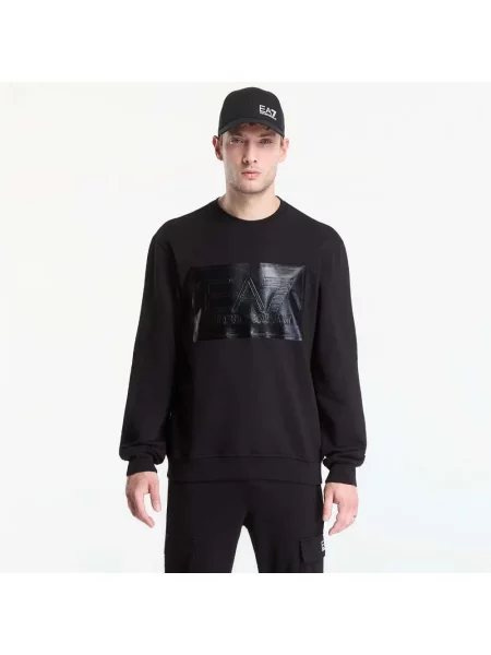 Lung pulover Ea7 Emporio Armani cu autograf negru