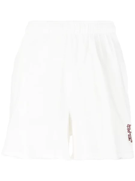 Pantaloni scurți Les Girls Les Boys cu broderie alb