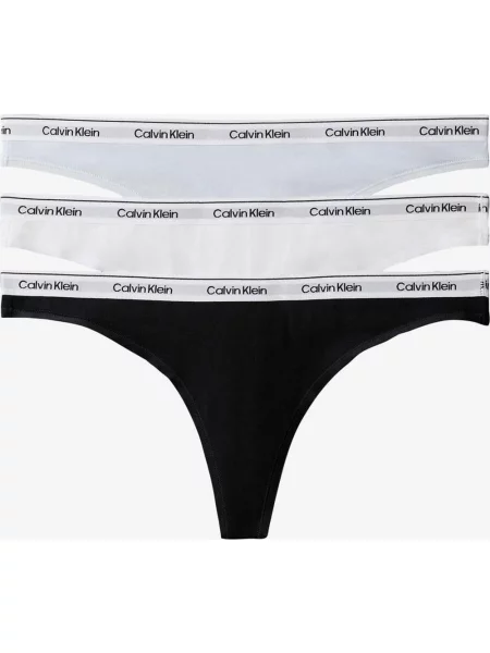 Tanga Calvin Klein Icon Logo czarny szary 3 sztuki XS biały