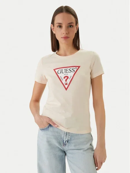 GUESS Tricou galben deschis / roșu oxid / negru / alb murdar portocaliu