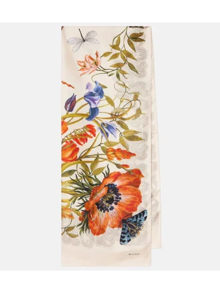 Svilen šal Etro s cvetličnim vzorcem