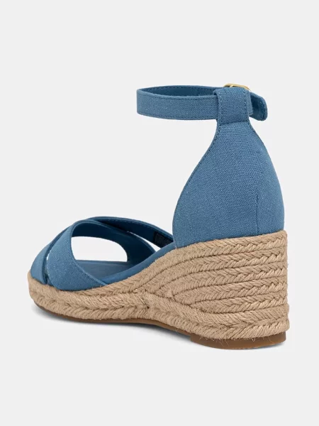 Tommy Hilfiger sandały na koturnie MID WEDGE ESPAD X CROSS niebieskie