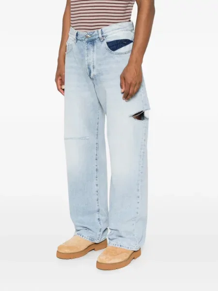 Traperice ravnih nogavica Icon Denim s izlizanim efektom plava