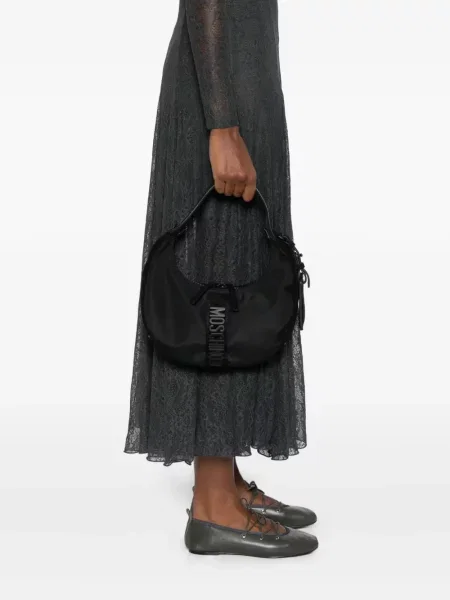 Geantă Moschino din piele de căprioară negru