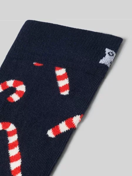 Skarpety z elastycznej mieszanki bawełny model Candy Cane' Happy Socks granatowe
