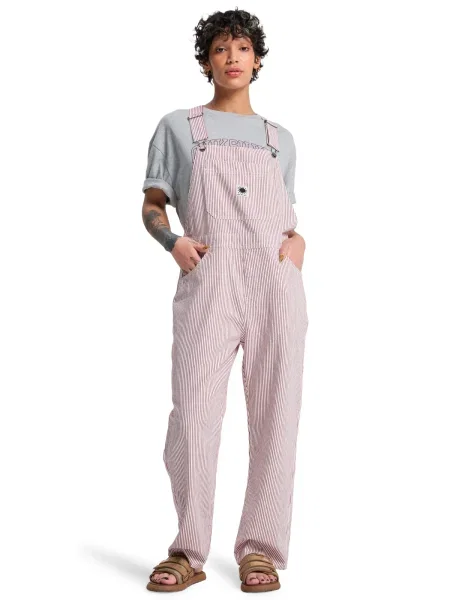 QUIKSILVER Salopetă Angua Stripes / roșu deschis bej