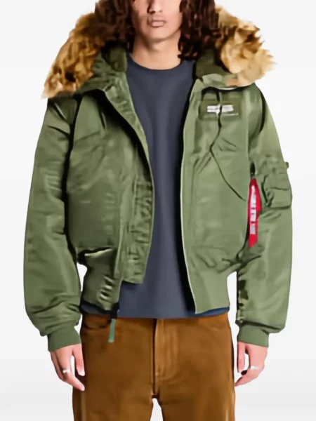 Geacă Alpha Industries cu glugă verde