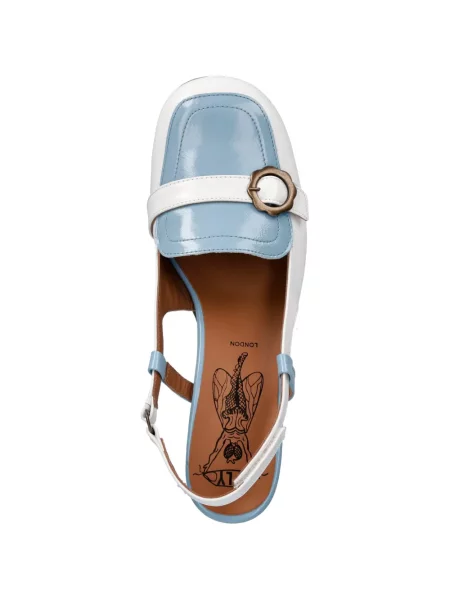 Pantofi cu toc Fly London cu cataramă slingback alb