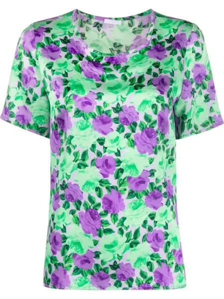 Tricou P.a.r.o.s.h. cu model floral cu imagine verde