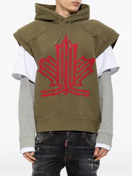 Hanorac cu glugă Dsquared2 cu aplicații verde