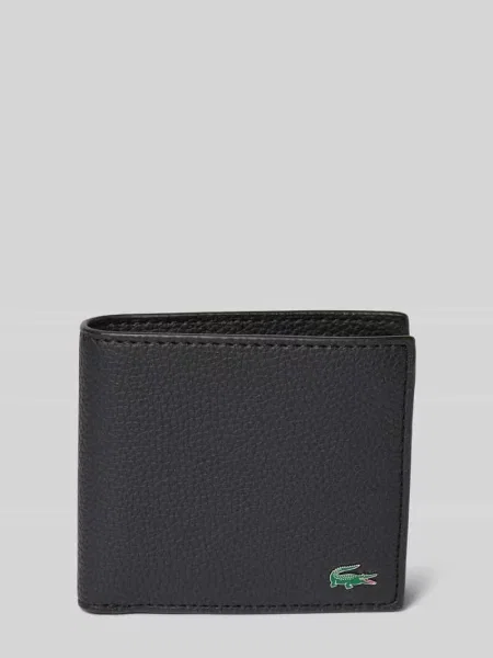 Portfel z naturalnej skóry bydlęcej model BILLFOLD' Lacoste czarny