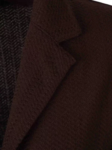 Geacă Lardini tricotate cu model herringbone maro
