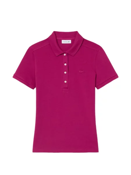 Tricou polo Lacoste cu autograf roz