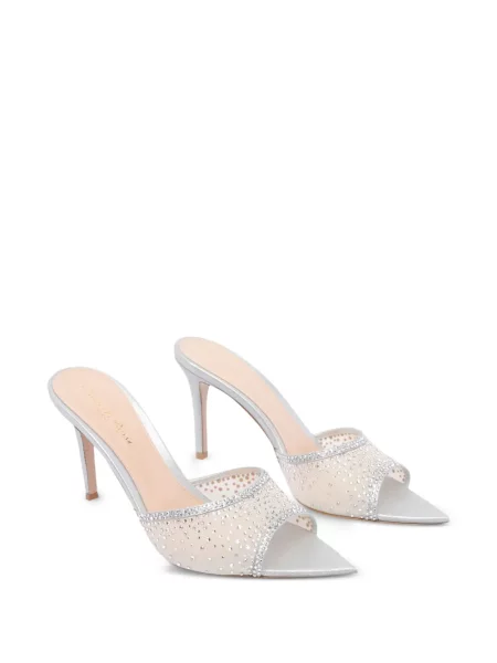 Papuci tip mules Gianvito Rossi de cristal argintiu